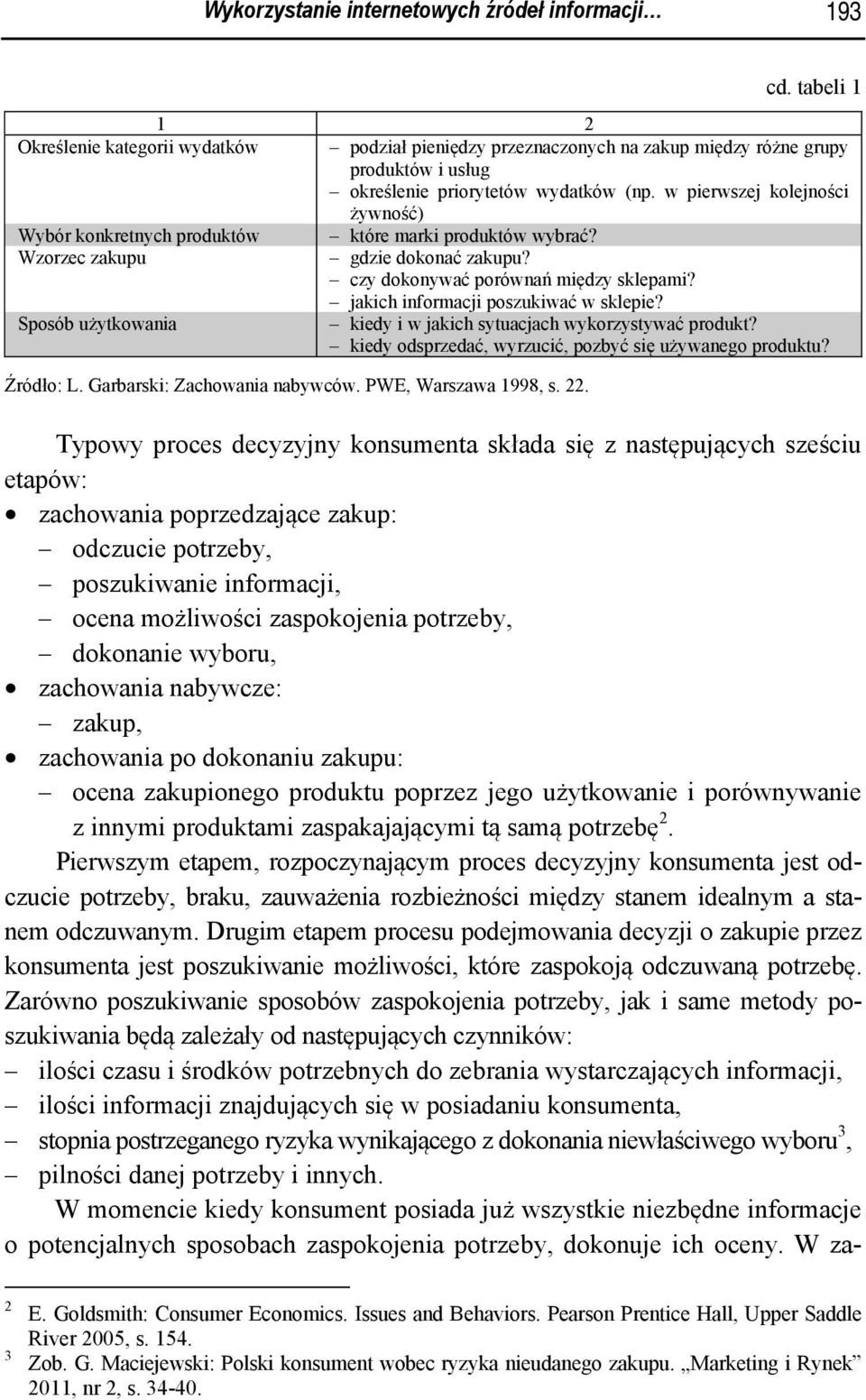 w pierwszej kolejności żywność) Wybór konkretnych produktów które marki produktów wybrać? Wzorzec zakupu gdzie dokonać zakupu? czy dokonywać porównań między sklepami?