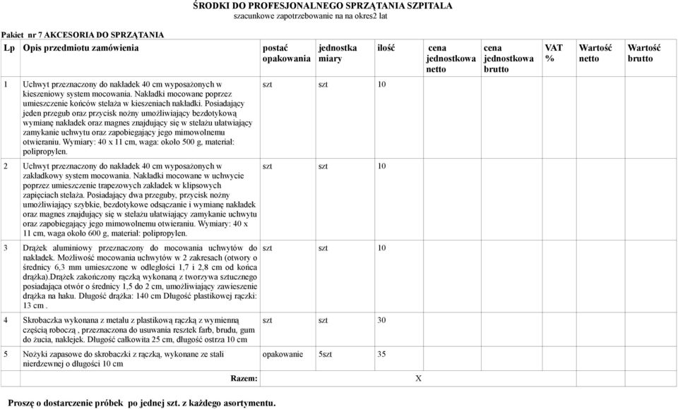 Posiadający jeden przegub oraz przycisk nożny umożliwiający bezdotykową wymianę nakładek oraz magnes znajdujący się w stelażu ułatwiający zamykanie uchwytu oraz zapobiegający jego mimowolnemu