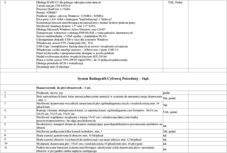 5" SATA Obsługa Microsoft Windows Active Directory oraz LDAP Zintegrowany webserwer z obsługą PHP/MySQL i wielu pakietów internetowych Serwer multimedialny z UPnP zgodny z standardem DLNA