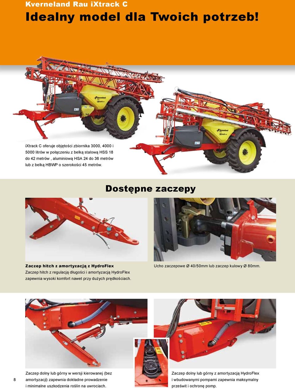 metrów. Dostępne zaczepy Zaczep hitch z amortyzacją z HydroFlex Zaczep hitch z regulacją długości i amortyzacją HydroFlex zapewnia wysoki komfort nawet przy dużych prędkościach.