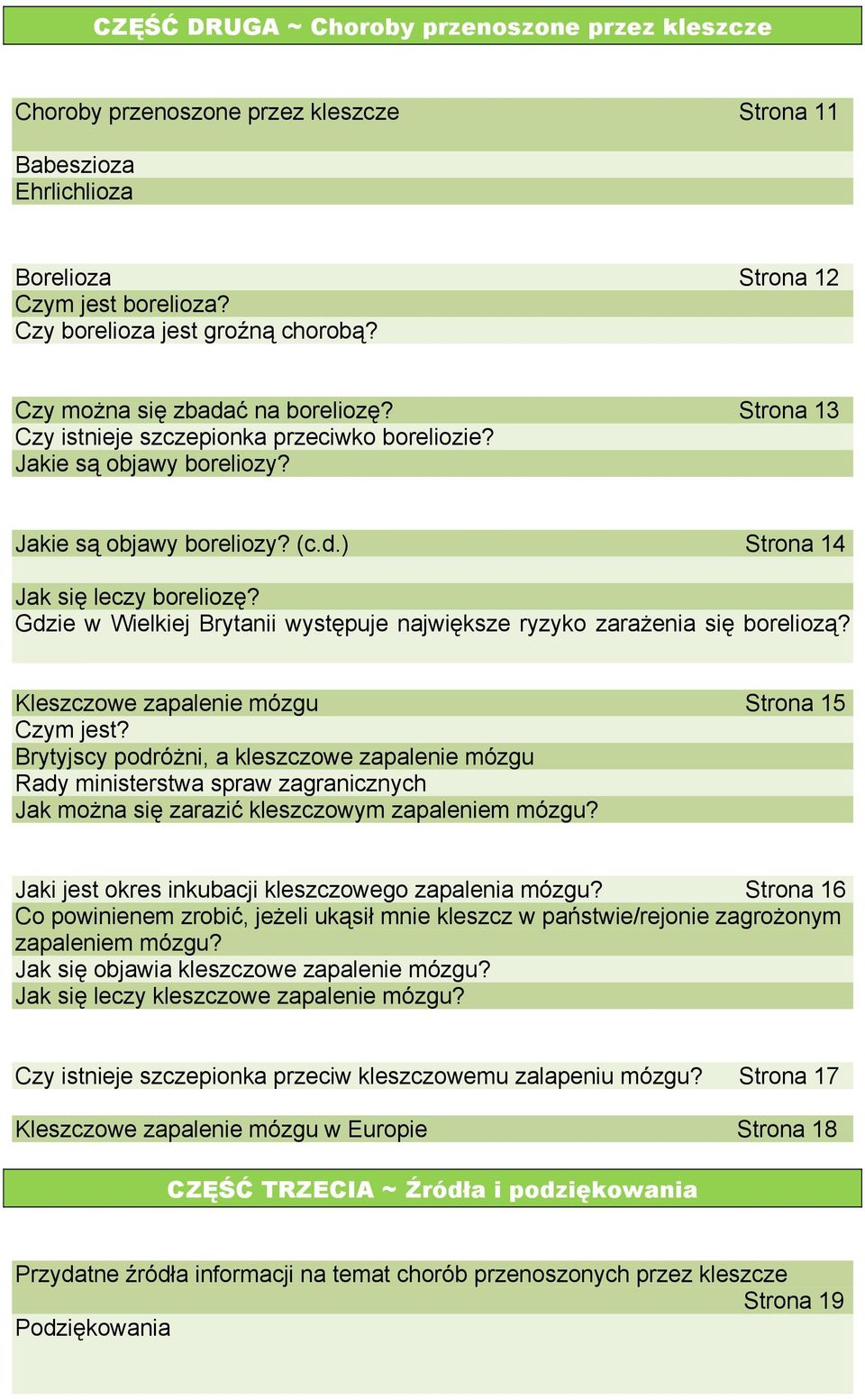 Gdzie w Wielkiej Brytanii występuje największe ryzyko zarażenia się boreliozą? Kleszczowe zapalenie mózgu Strona 15 Czym jest?