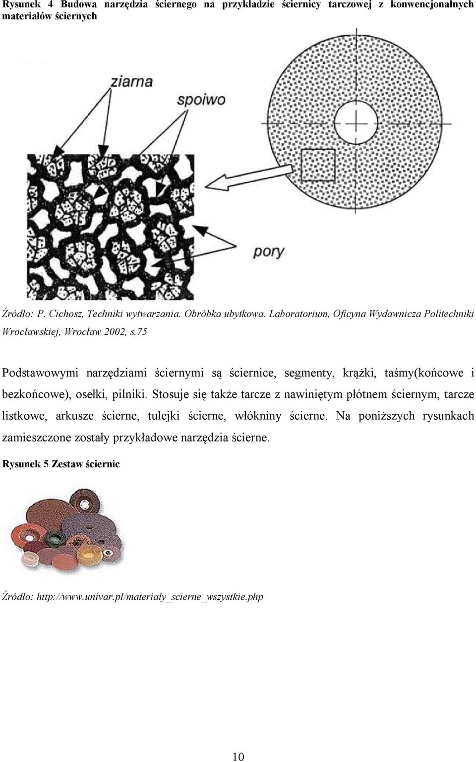 75 Podstawowymi narzędziami ściernymi są ściernice, segmenty, krążki, taśmy(końcowe i bezkońcowe), osełki, pilniki.