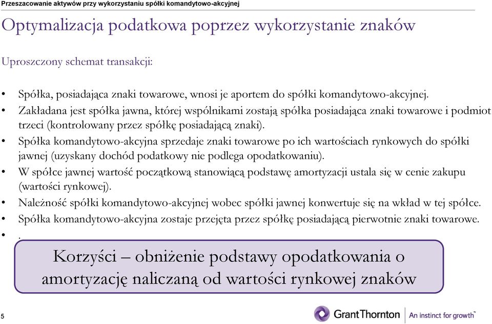 komandytowo-akcyjna sprzedaje znaki towarowe po ich wartościach rynkowych do spółki jawnej (uzyskany dochód podatkowy nie podlega opodatkowaniu).