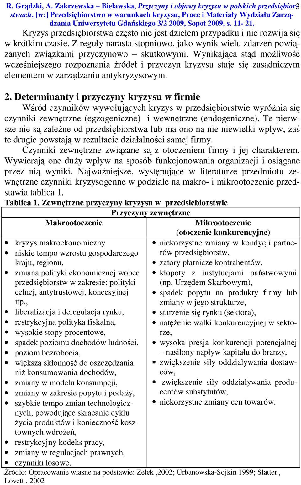 Sopot 2009, s. 11-21. Kryzys przedsiębiorstwa często nie jest dziełem przypadku i nie rozwija się w krótkim czasie.