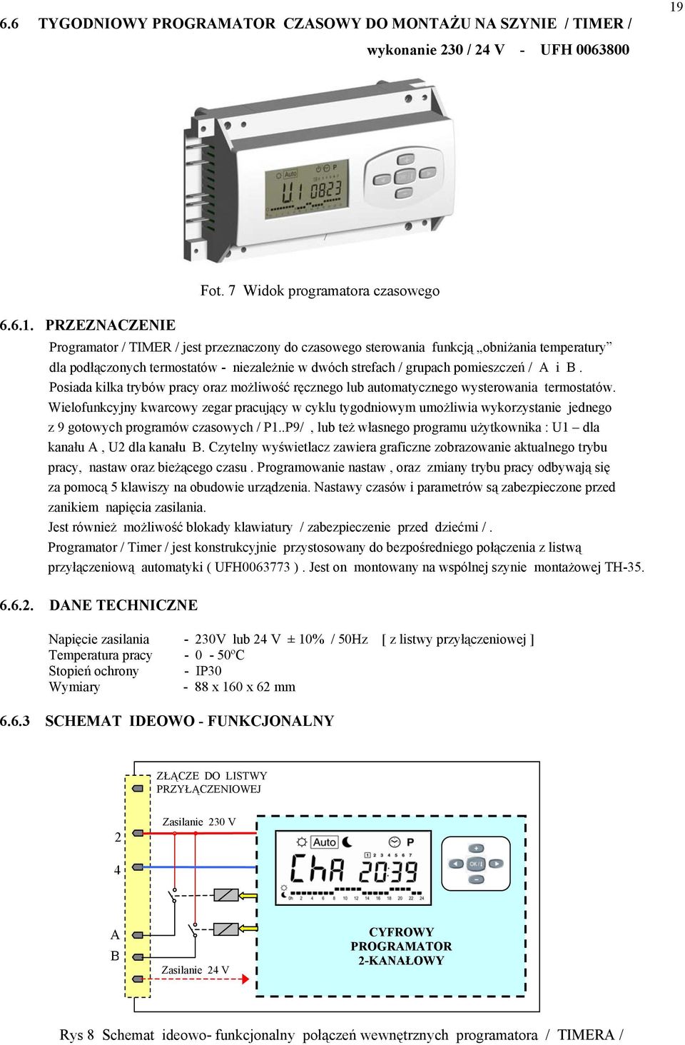 Wielofunkcyjny kwarcowy zegar pracujący w cyklu tygodniowym umożliwia wykorzystanie jednego z 9 gotowych programów czasowych / P.