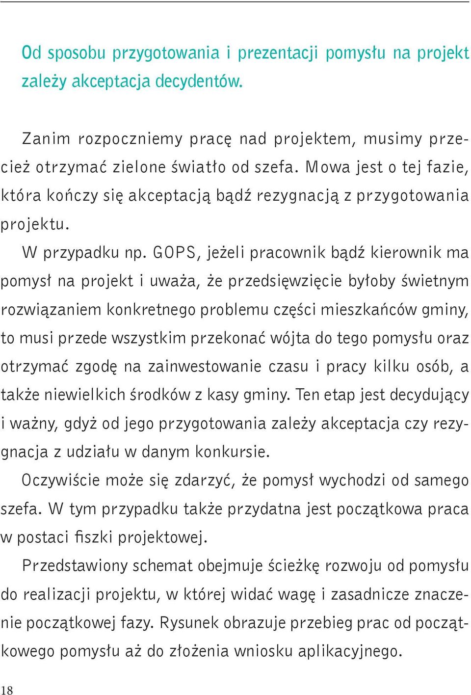 GOPS, jeżeli pracownik bądź kierownik ma pomysł na projekt i uważa, że przedsięwzięcie byłoby świetnym rozwiązaniem konkretnego problemu części mieszkańców gminy, to musi przede wszystkim przekonać