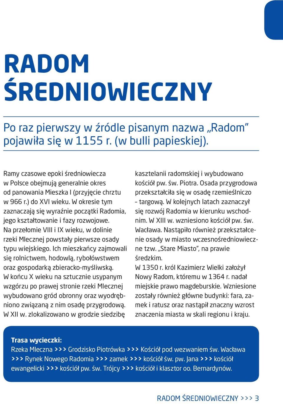 W okresie tym zaznaczają się wyraźnie początki Radomia, jego kształtowanie i fazy rozwojowe. Na przełomie VIII i IX wieku, w dolinie rzeki Mlecznej powstały pierwsze osady typu wiejskiego.