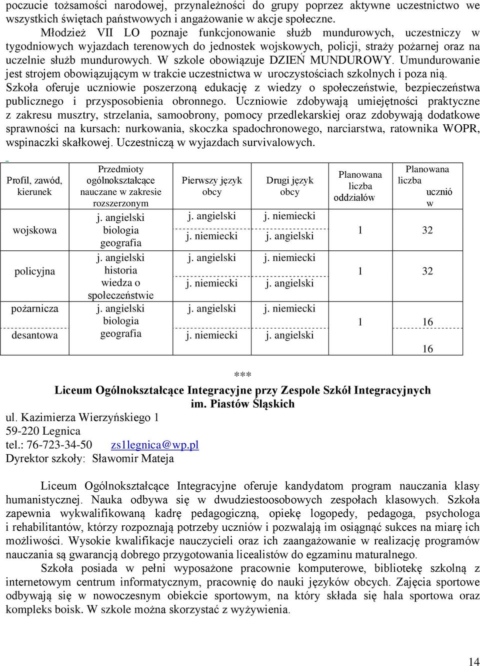 W szkole obowiązuje DZIEŃ MUNDUROWY. Umundurowanie jest strojem obowiązującym w trakcie uczestnictwa w uroczystościach szkolnych i poza nią.