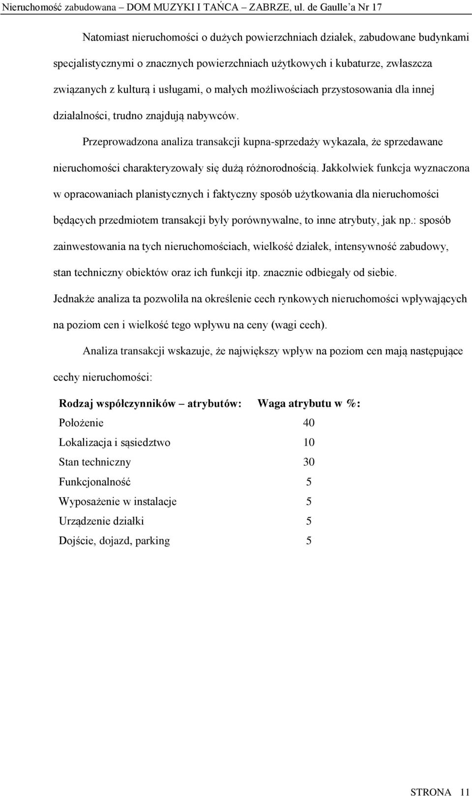 Przeprowadzona analiza transakcji kupna-sprzedaży wykazała, że sprzedawane nieruchomości charakteryzowały się dużą różnorodnością.