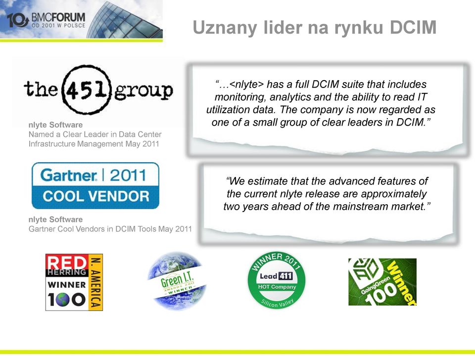 The company is now regarded as one of a small group of clear leaders in DCIM.