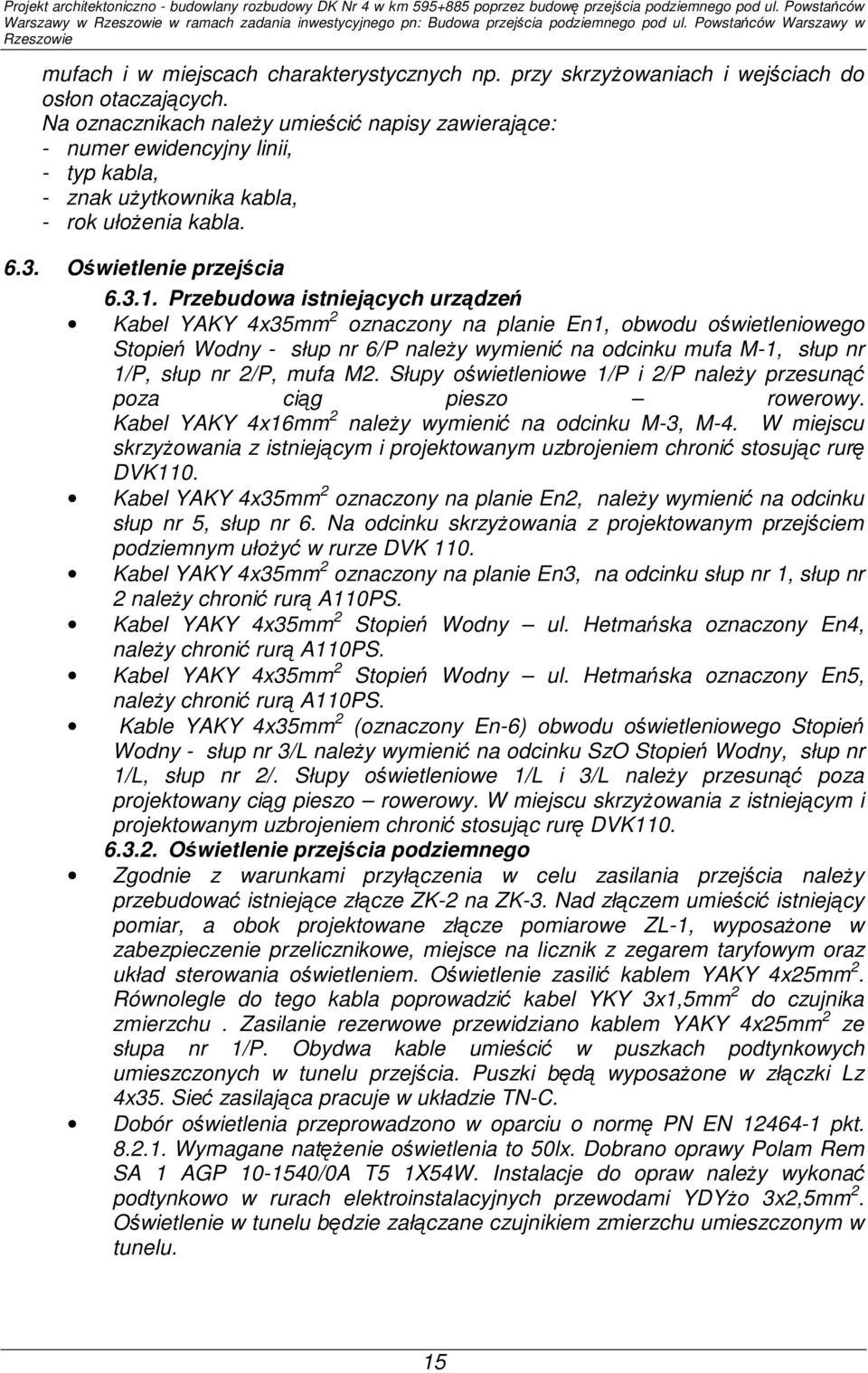 Oświetlenie przejścia 6.3.1.