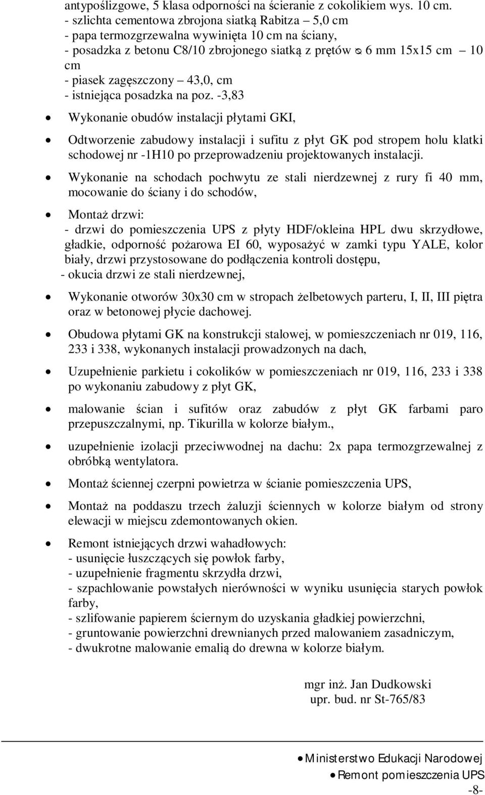 cm - istniej ca posadzka na poz.