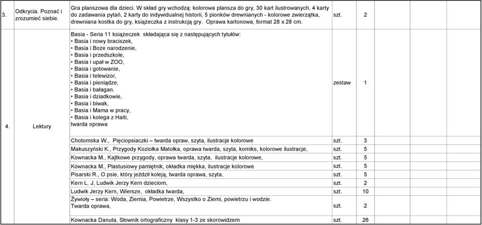 gry, książeczka z instrukcją gry. Oprawa kartonowa, format 28 x 28 cm. szt. 2 4.