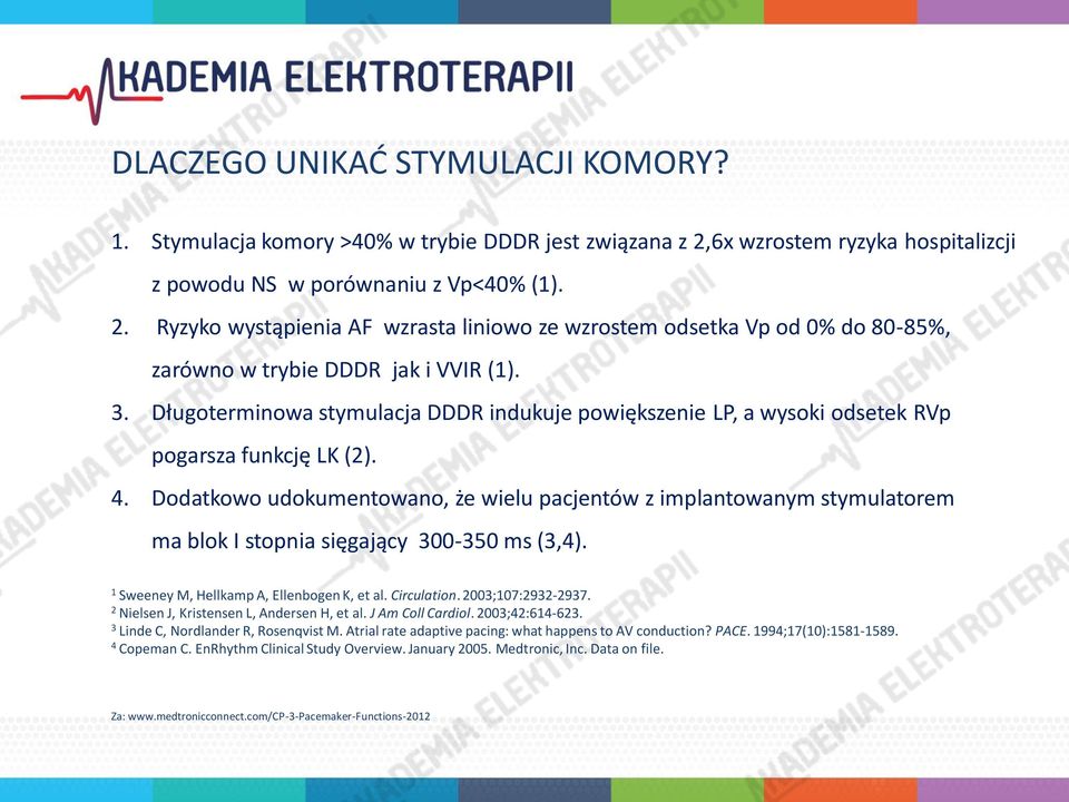 Długoterminowa stymulacja DDDR indukuje powiększenie LP, a wysoki odsetek RVp pogarsza funkcję LK (2). 4.