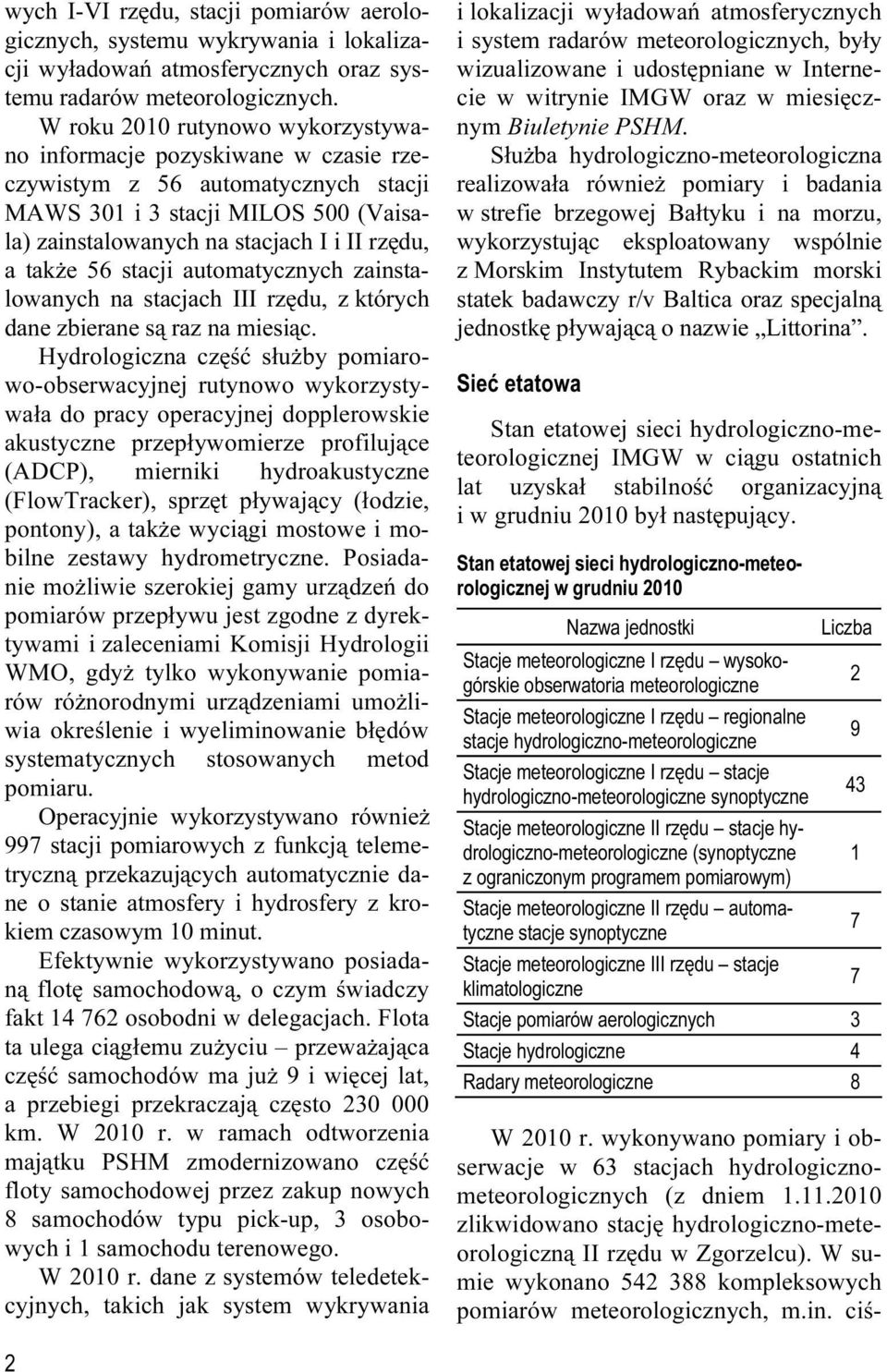 56 stacji automatycznych zainstalowanych na stacjach III rzędu, z których dane zbierane są raz na miesiąc.