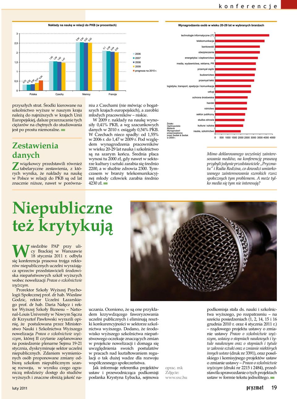 Zestawienia danych Związkowcy przedstawili również tabelaryczne zestawienia, z których wynika, że nakłady na naukę w Polsce w relacji do PKB są od lat znacznie niższe, nawet w porównaniu z Czechami