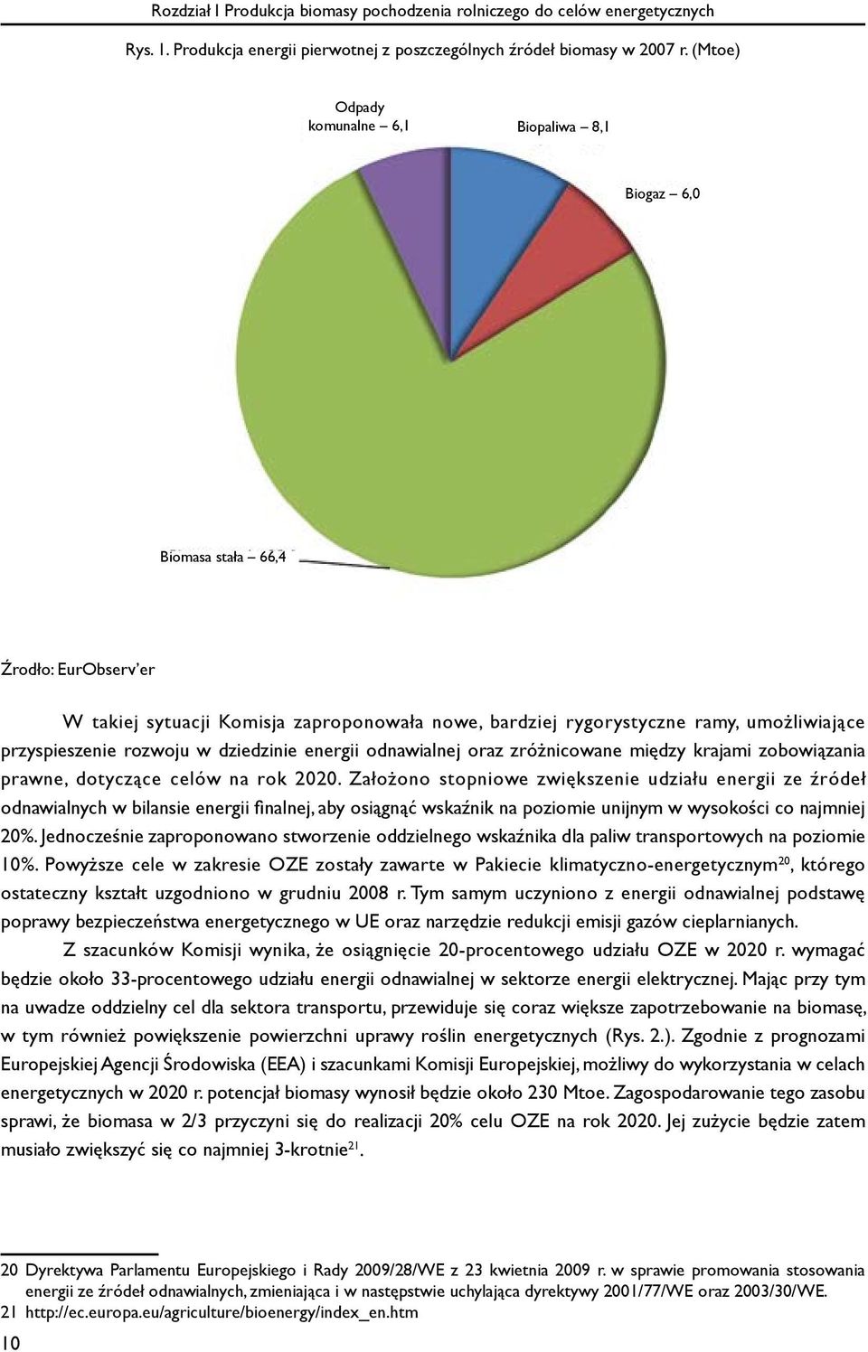 rozwoju w dziedzinie energii odnawialnej oraz zróżnicowane między krajami zobowiązania prawne, dotyczące celów na rok 2020.