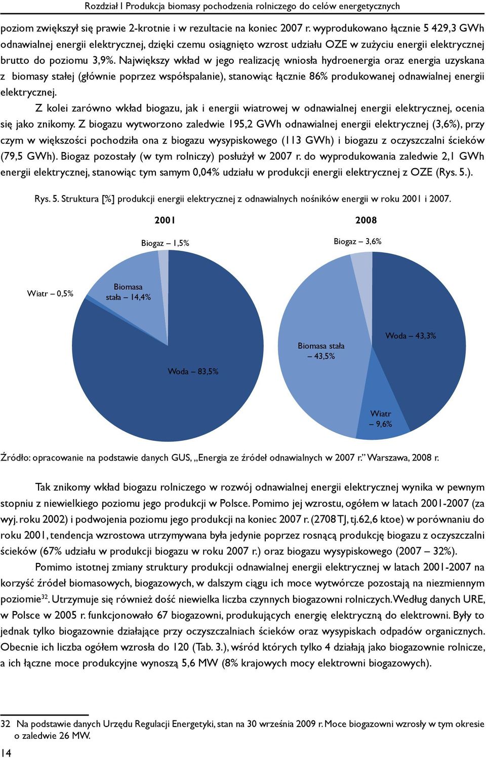 Największy wkład w jego realizację wniosła hydroenergia oraz energia uzyskana z biomasy stałej (głównie poprzez współspalanie), stanowiąc łącznie 86% produkowanej odnawialnej energii elektrycznej.