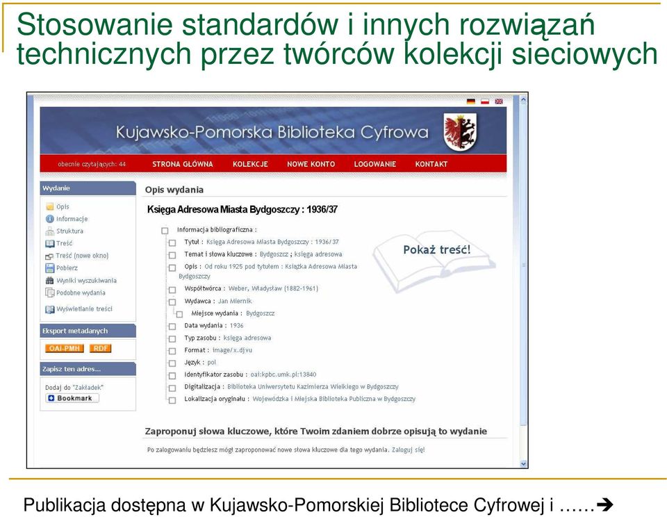 kolekcji sieciowych Publikacja