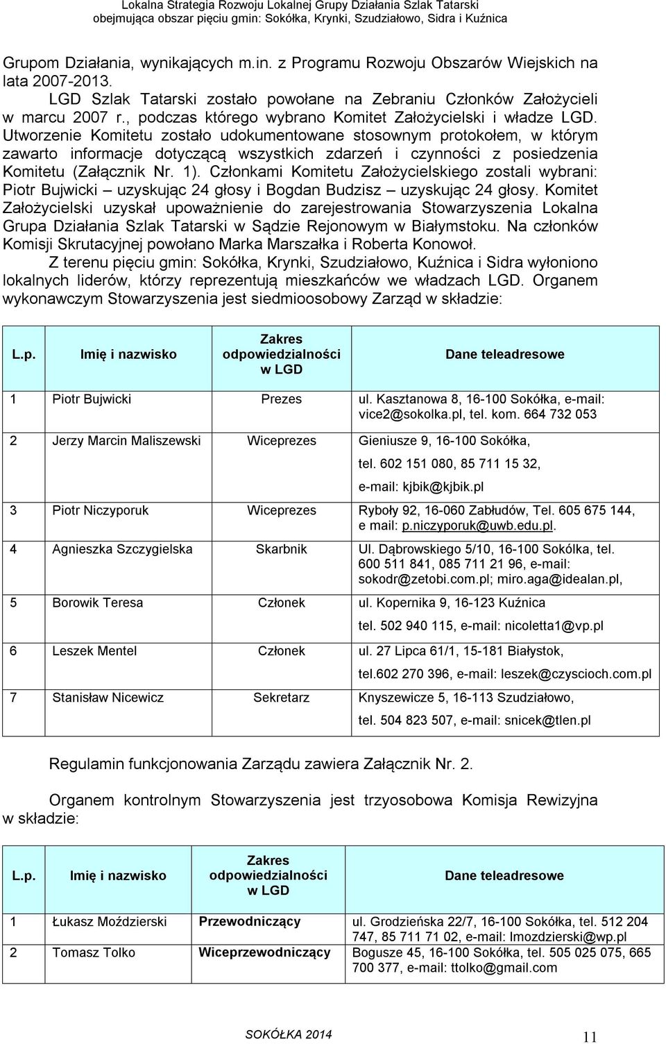 Utworzenie Komitetu zostało udokumentowane stosownym protokołem, w którym zawarto informacje dotyczącą wszystkich zdarzeń i czynności z posiedzenia Komitetu (Załącznik Nr. 1).