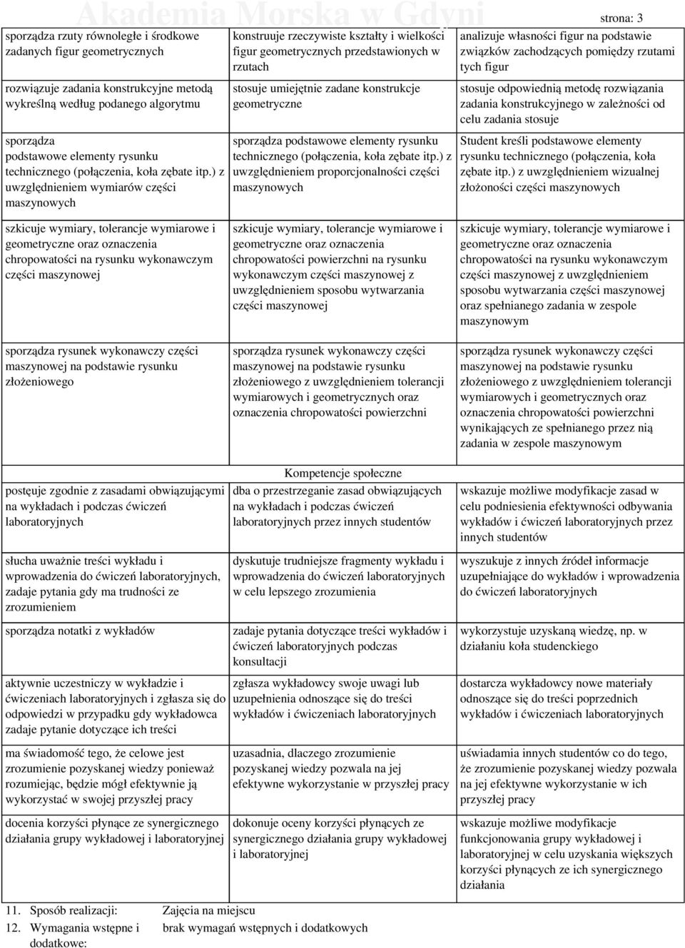 ) z uwzględnieniem wymiarów części maszynowych konstruuje rzeczywiste kształty i wielkości figur geometrycznych przedstawionych w rzutach stosuje umiejętnie zadane konstrukcje geometryczne sporządza