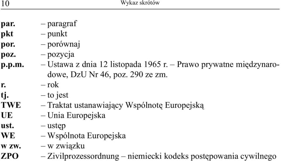 r. rok tj. to jest TWE Traktat ustanawiający Wspólnotę Europejską UE Unia Europejska ust.