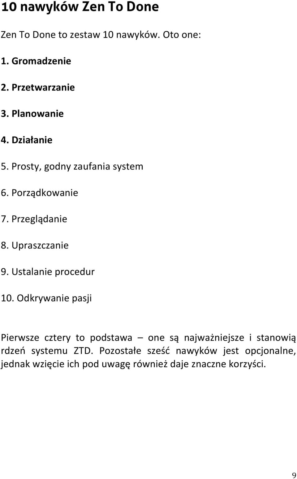 Ustalanie procedur 10.