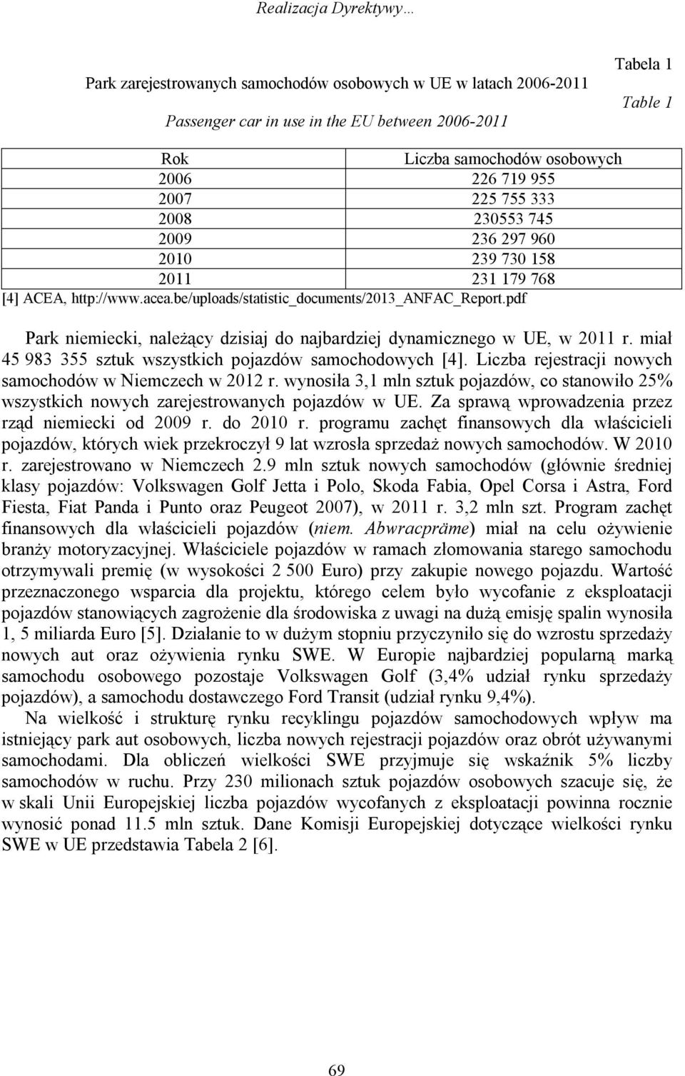 pdf Park niemiecki, należący dzisiaj do najbardziej dynamicznego w UE, w 2011 r. miał 45 983 355 sztuk wszystkich pojazdów samochodowych [4]. Liczba rejestracji nowych samochodów w Niemczech w 2012 r.