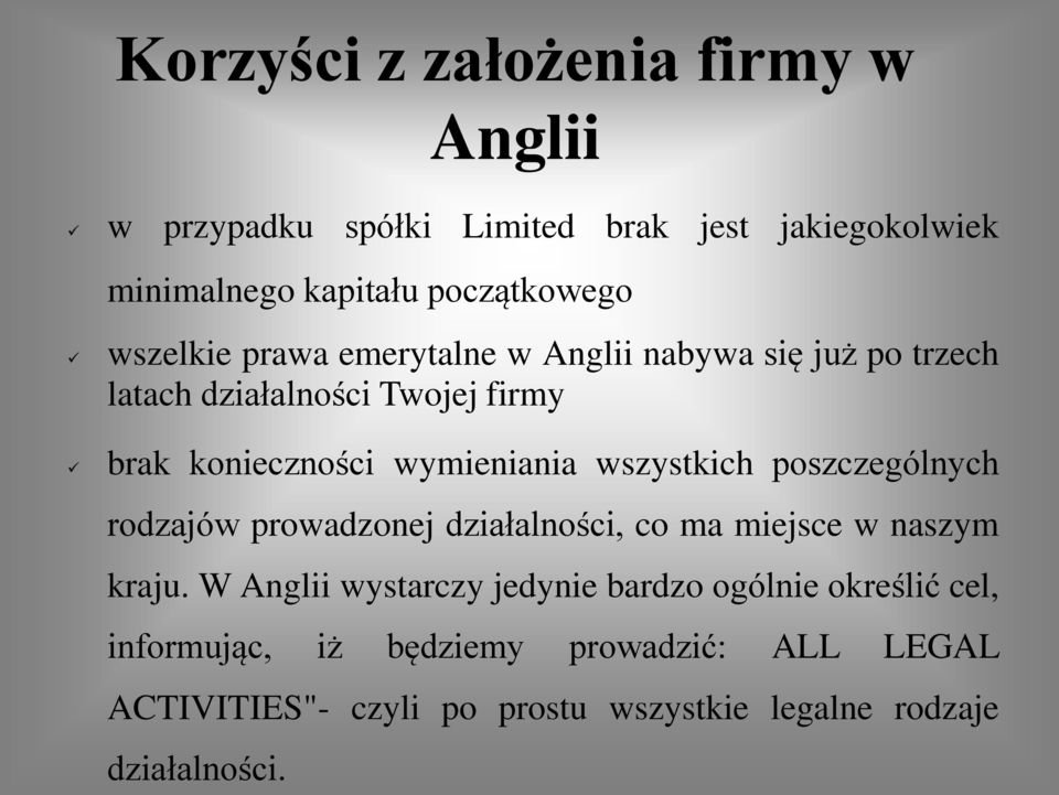 wszystkich poszczególnych rodzajów prowadzonej działalności, co ma miejsce w naszym kraju.