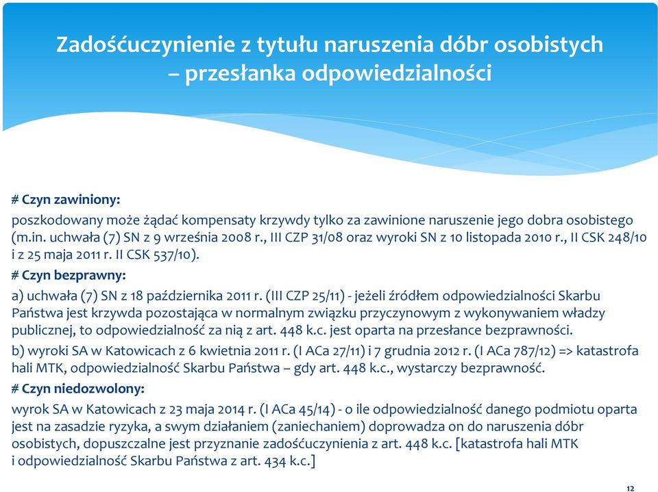 # Czyn bezprawny: a) uchwała (7) SN z 18 października 2011 r.