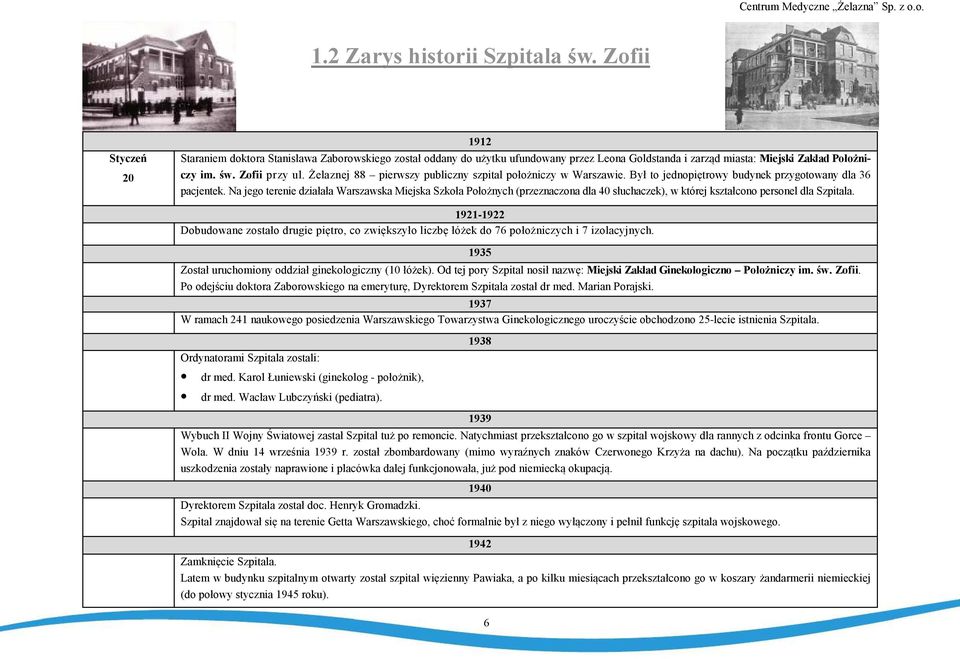 Na jego terenie działała Warszawska Miejska Szkoła Położnych (przeznaczona dla 40 słuchaczek), w której kształcono personel dla Szpitala.