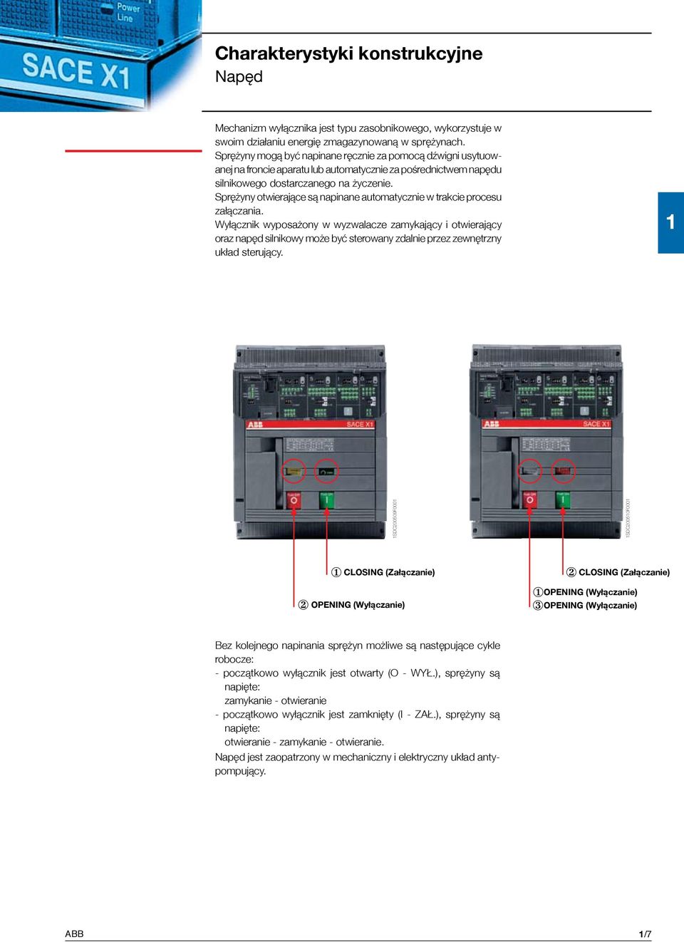 Sprężyny otwierające są napinane automatycznie w trakcie procesu załączania.