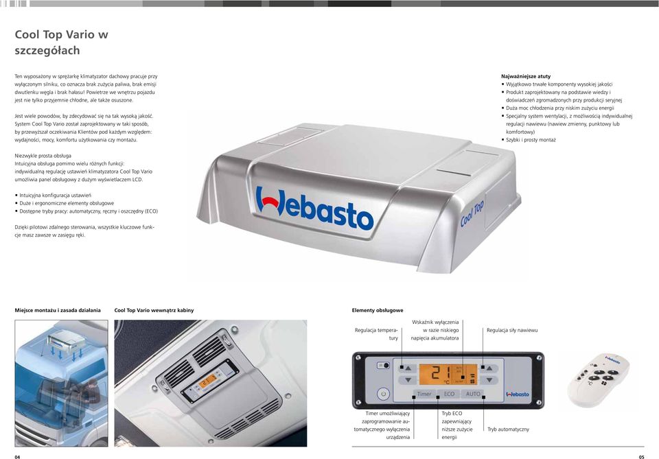 System Cool Top Vario został zaprojektowany w taki sposób, by przewyższał oczekiwania Klientów pod każdym względem: wydajności, mocy, komfortu użytkowania czy montażu.