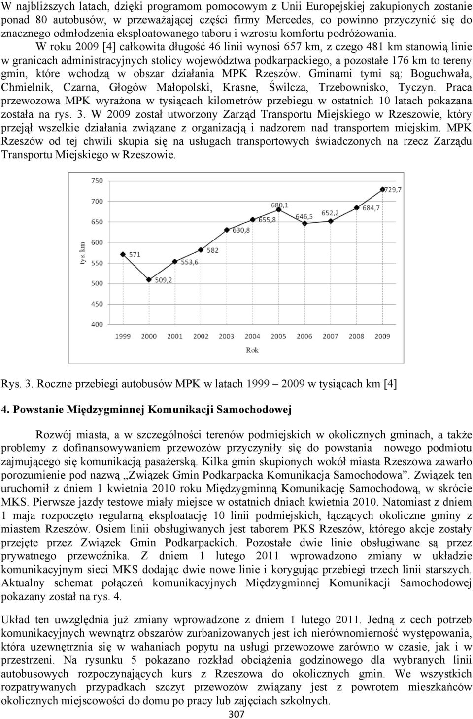 W roku 2009 [4] całkowita długość 46 linii wynosi 657 km, z czego 481 km stanowią linie w granicach administracyjnych stolicy województwa podkarpackiego, a pozostałe 176 km to tereny gmin, które