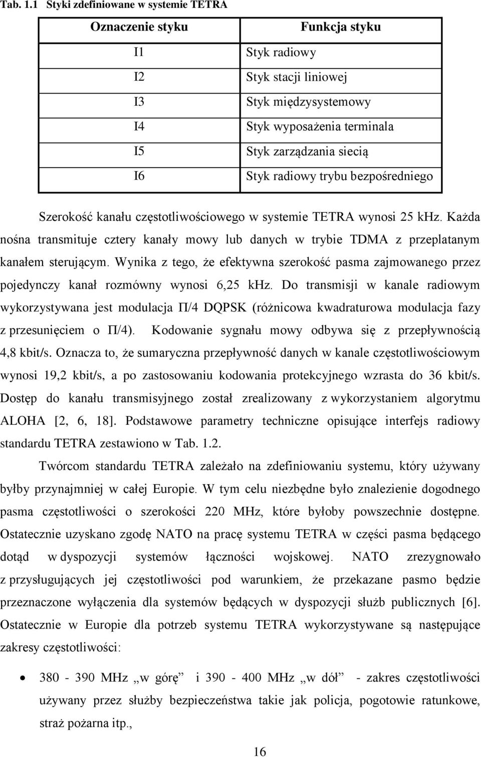 radiowy trybu bezpośredniego Szerokość kanału częstotliwościowego w systemie TETRA wynosi 25 khz. Każda nośna transmituje cztery kanały mowy lub danych w trybie TDMA z przeplatanym kanałem sterującym.