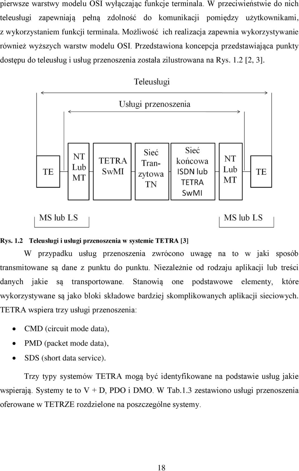 Przedstawiona koncepcja przedstawiająca punkty dostępu do teleusług i usług przenoszenia została zilustrowana na Rys. 1.