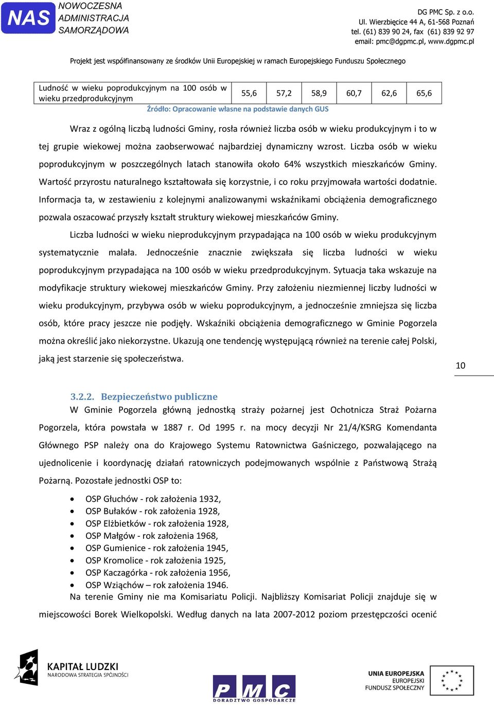 Liczba osób w wieku poprodukcyjnym w poszczególnych latach stanowiła około 64% wszystkich mieszkańców Gminy.