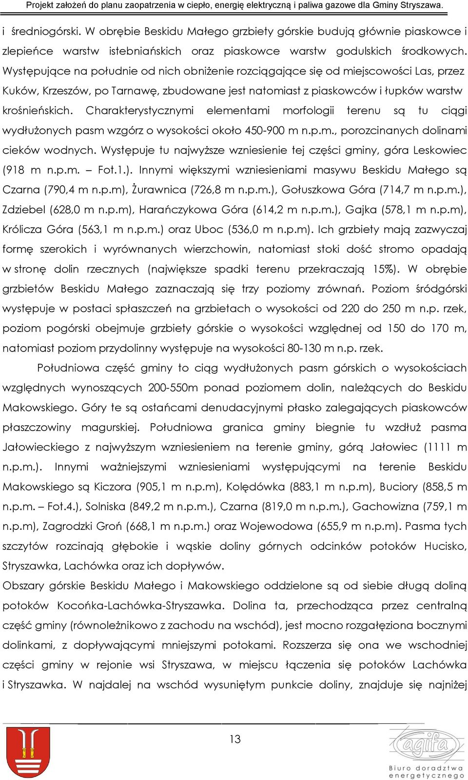 Charakterystycznymi elementami morfologii terenu są tu ciągi wydłużonych pasm wzgórz o wysokości około 450-900 m n.p.m., porozcinanych dolinami cieków wodnych.