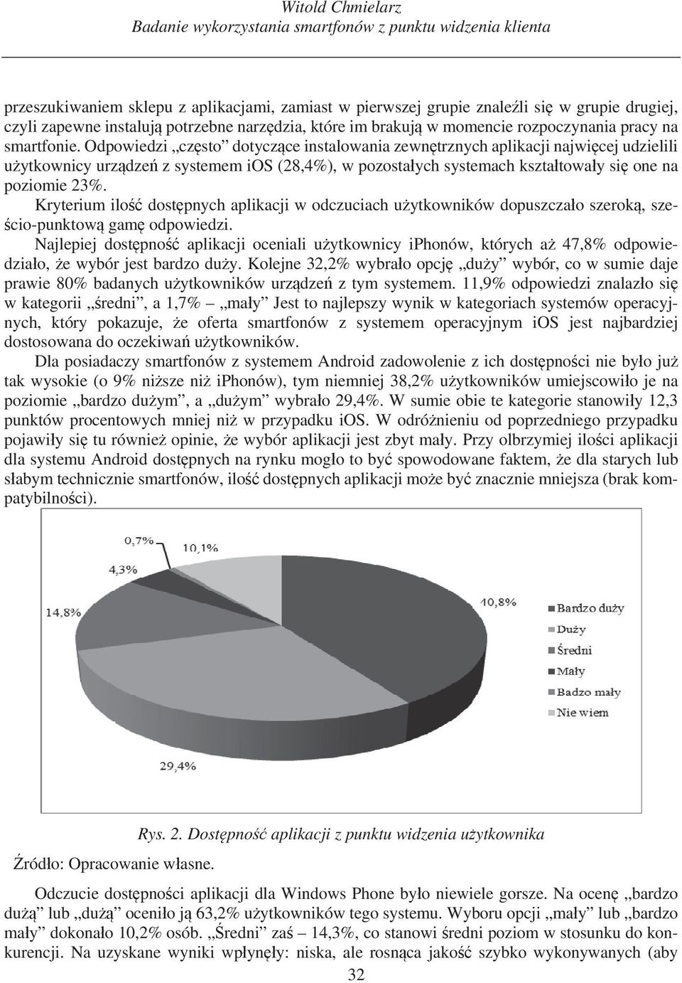 Odpowiedzi cz sto dotycz ce instalowania zewn trznych aplikacji najwi cej udzielili u ytkownicy urz dze z systemem ios (28,4%), w pozosta ych systemach kszta towa y si one na poziomie 23%.