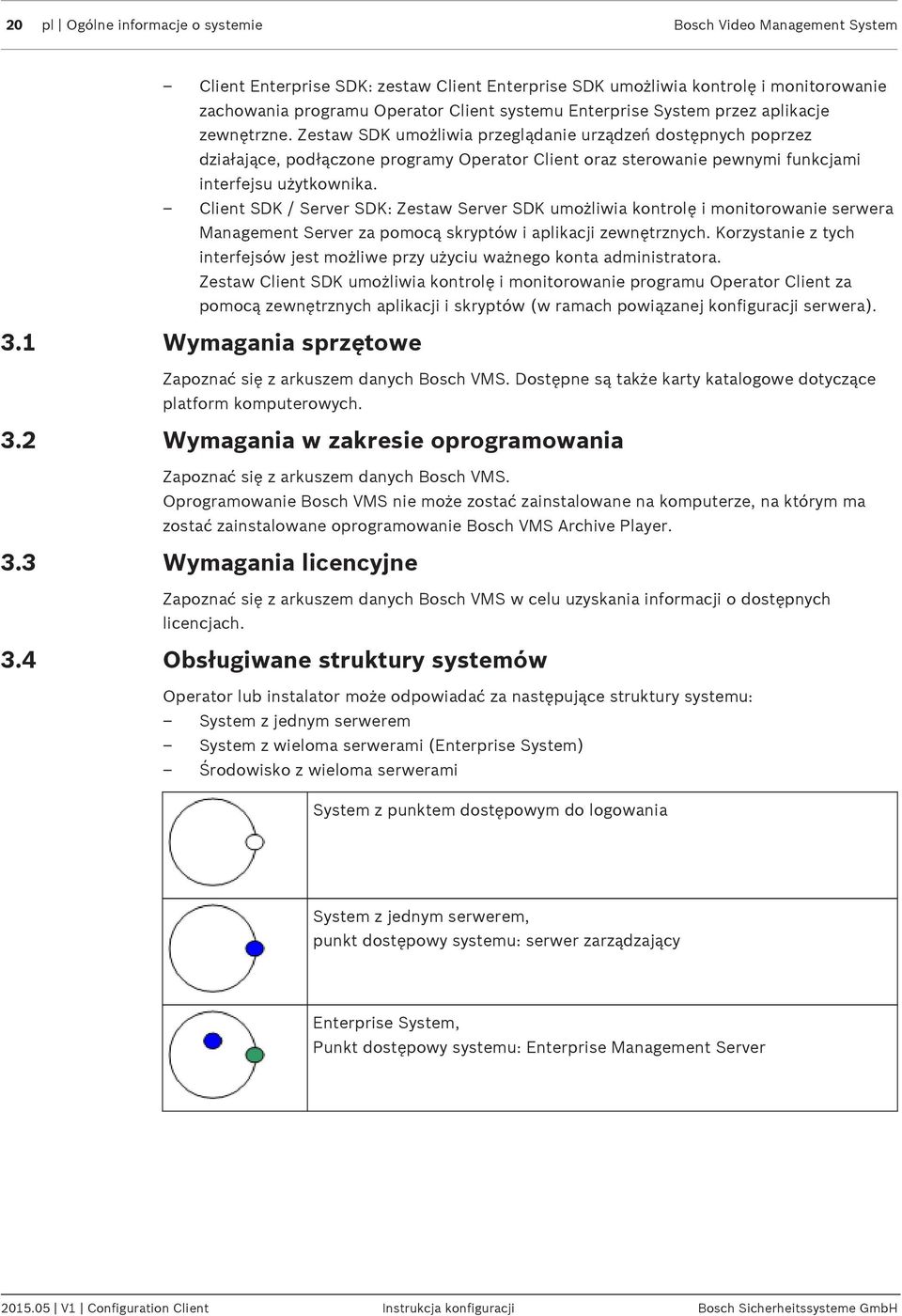 Zestaw SDK umożliwia przeglądanie urządzeń dostępnych poprzez działające, podłączone programy Operator Client oraz sterowanie pewnymi funkcjami interfejsu użytkownika.