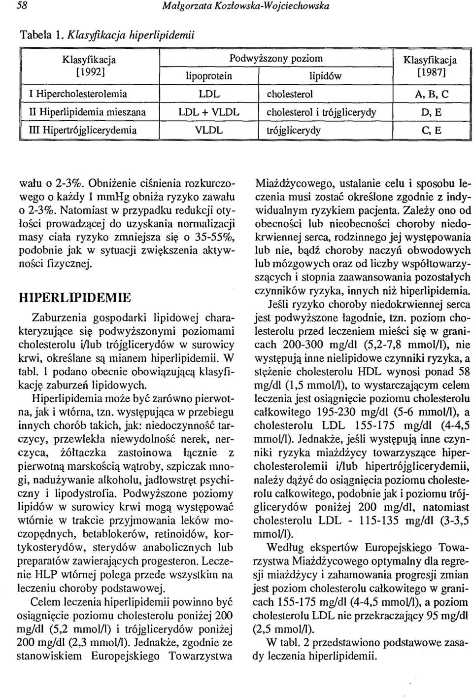 cholesterol i trójglicerydy D,E III HipertrójgIicerydemia VLDL trójglicerydy C,E wału o 2-3%. Obniżenie ciśnienia rozkurczowego o każdy l mmhg obniża ryzyko zawału o 2-3%. Natomiast w przypadk.