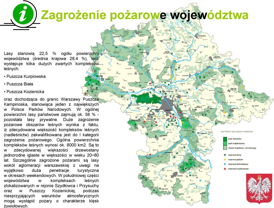 58 % - pozostała lasy prywatne.