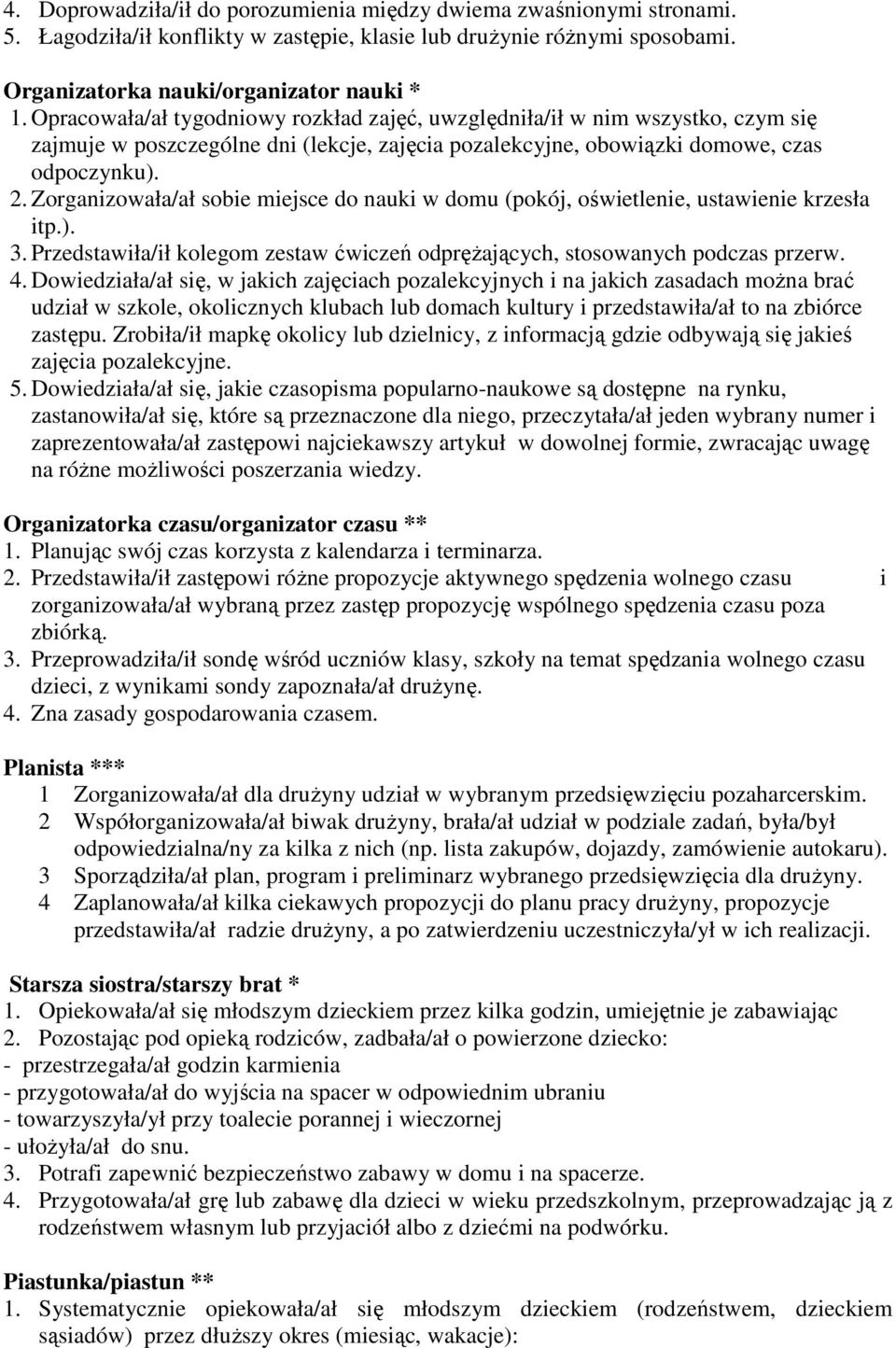 Zorganizowała/ał sobie miejsce do nauki w domu (pokój, oświetlenie, ustawienie krzesła itp.). 3. Przedstawiła/ił kolegom zestaw ćwiczeń odpręŝających, stosowanych podczas przerw. 4.