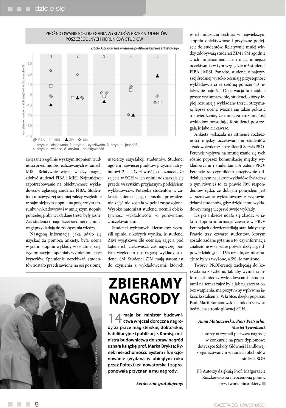 Studentom o najwyższej średniej zależy względnie w najmniejszym stopniu na przyjaznym stosunku wykładowców i w mniejszym stopniu potrzebują, aby wykładane treści były jasne.