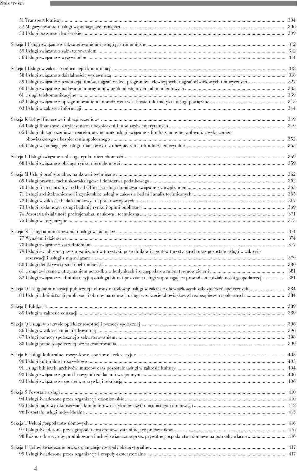 .. 314 Sekcja J Usługi w zakresie informacji i komunikacji... 318 58 Usługi związane z działalnością wydawniczą.