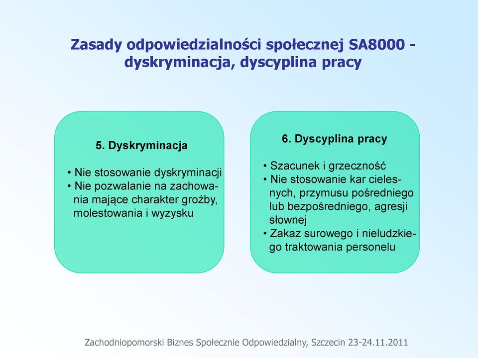 groźby, molestowania i wyzysku 6.