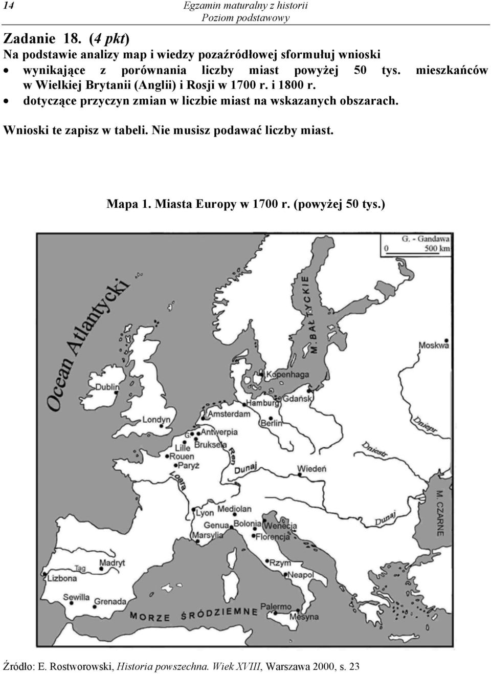 tys. mieszkańców w Wielkiej Brytanii (Anglii) i Rosji w 1700 r. i 1800 r.