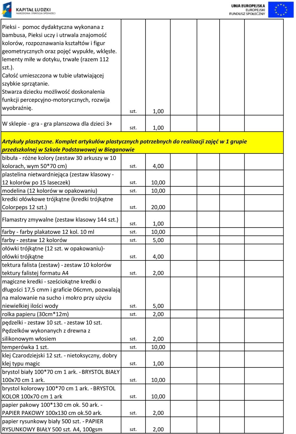 W sklepie - gra - gra planszowa dla dzieci 3+ Artykuły plastyczne.