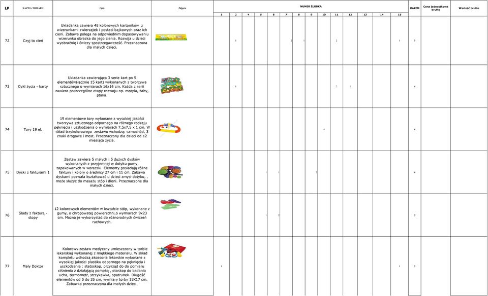 7 7 Cykl życia - karty Układanka zawierająca serie kart po 5 elementów(łącznie 5 kart) wykonanych z tworzywa sztucznego o wymiarach 6x6 cm. Każda z serii zawiera poszczególne etapy rozwoju np.