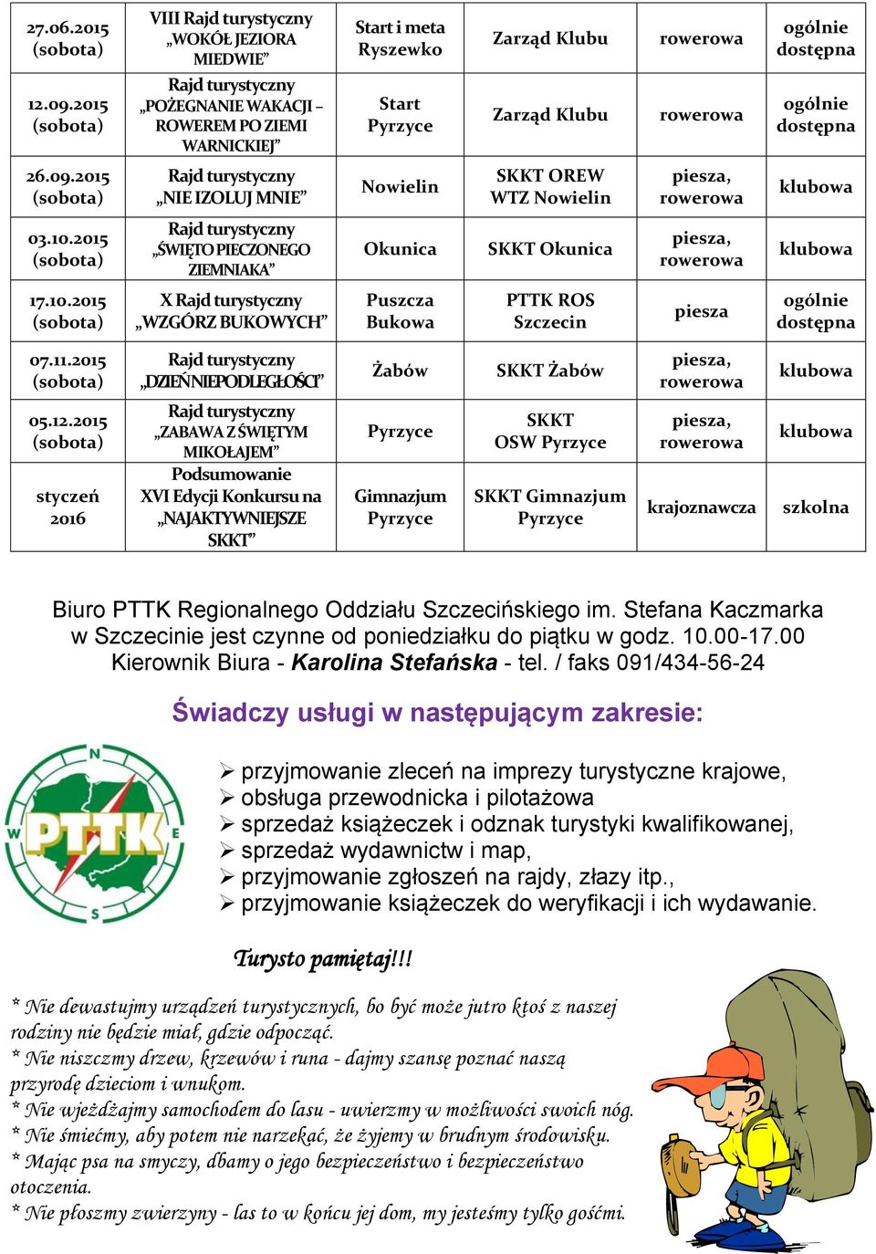 2015 styczeń 2016 ZABAWA Z ŚWIĘTYM MIKOŁAJEM Podsumowanie XVI Edycji Konkursu na NAJAKTYWNIEJSZE SKKT Gimnazjum SKKT OSW SKKT Gimnazjum krajoznawcza szkolna Biuro PTTK Regionalnego Oddziału